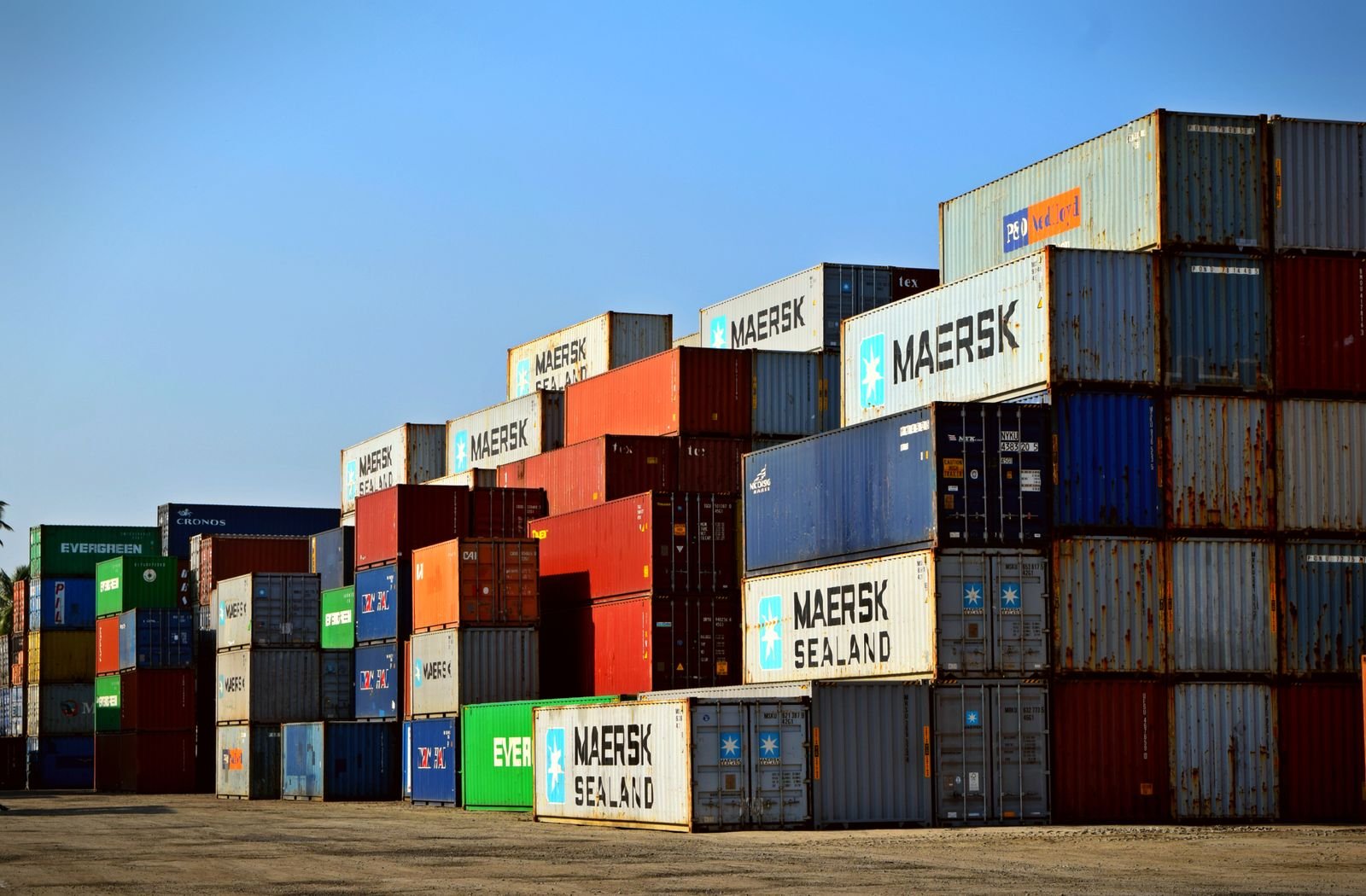 Container ship at port